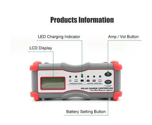 600W IP65 5-ступенчатый цифровой контроллер заряда солнечной батареи PWM для солнечной системы