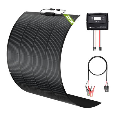 Хорошая цена Комплект солнечных панелей 200 Вт для автодома, каравана, кемпера с полугибкой солнечной панелью и 5-ступенчатым PWM-контроллером заряда IP67 для аккумуляторов AGM, GEL, WET, CALCIUM, LiFePO4 и LTO онлайн